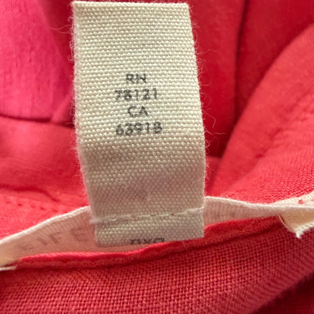 Eileen Fisher Womens Medium Coral Red Linen Button Down Long Sleeve Shirt Tunic - Picture 11 of 16